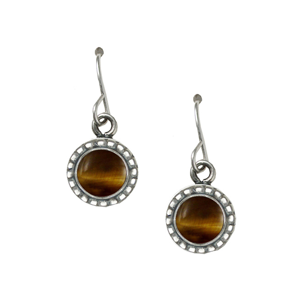 Sterling Silver Small Tiger Eye Gemstone Drop Dangle Earrings